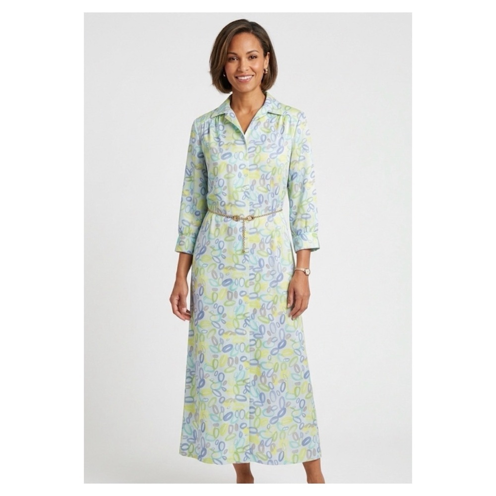 The Limited Vintage Op Art 100% Silk Shirt Dress